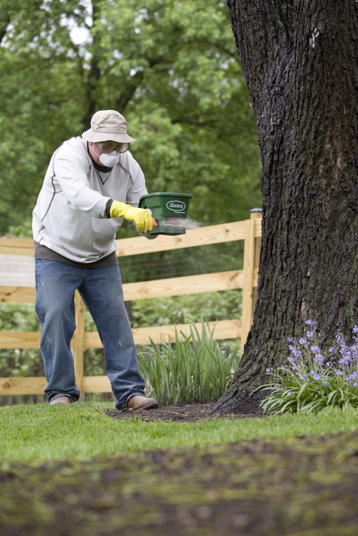 las vegas landscaping services applying fertilizer to trees